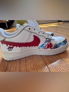 Custom OLE MISS Nike White AF1. Great for GROVING! No laces & slight toe creases